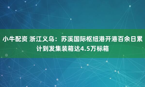小牛配资 浙江义乌：苏溪国际枢纽港开港百余日累计到发集装箱达4.5万标箱